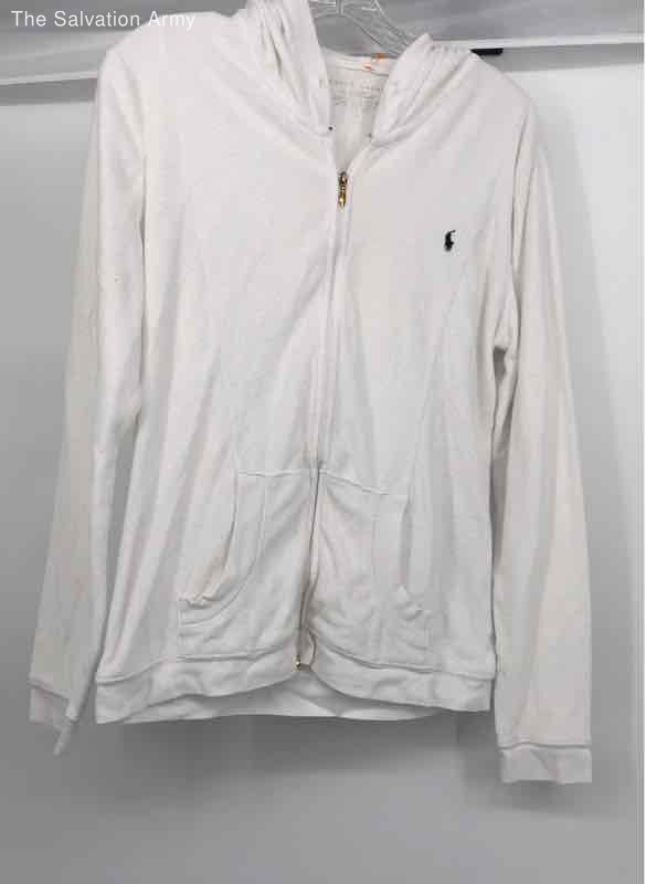 Ralph Lauren Mens White Long Sleeve Pockets Full-Zip Hoodie Size Large