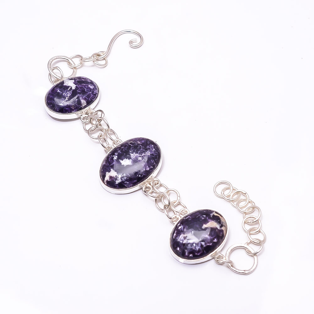 Natural Lepidolite -San Diego 925 Sterling Silver Adjustable Bracelet 7.99