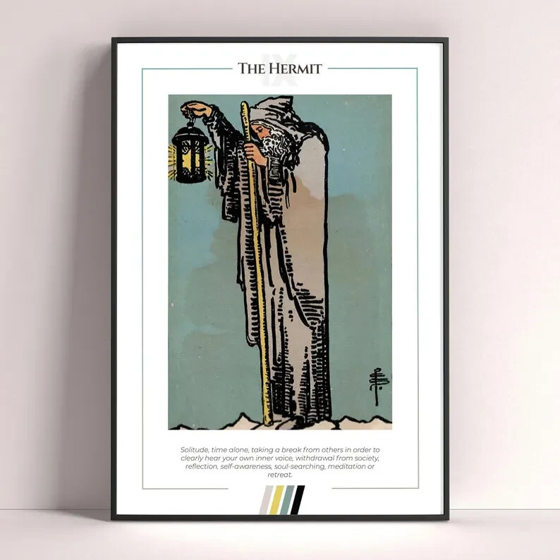 Hermit Tarot Card Art Print Digital Downloadable Poster