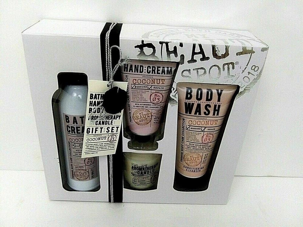 Aromatherapy Gift Set with Coconut Scented Bath Cream Body Wash Candle No 3 IN STOCK