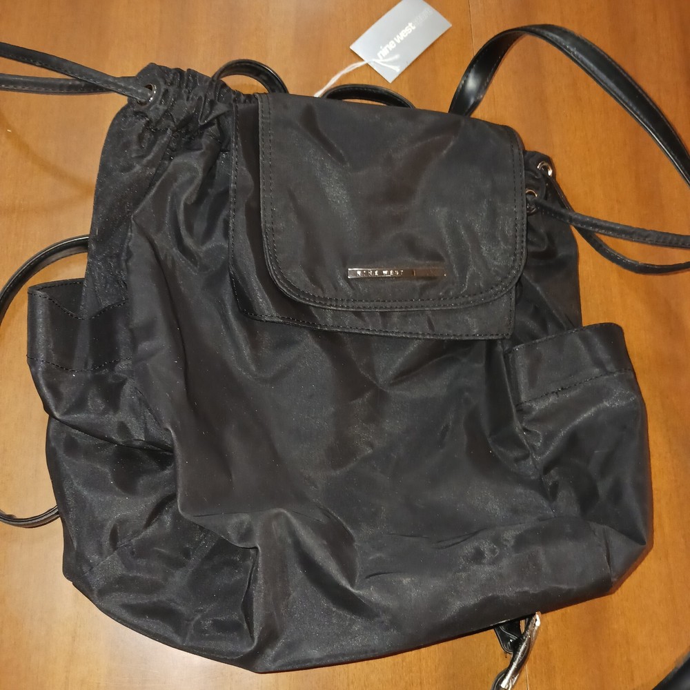 Nine West Black Polyester Backpack Purse Shoulder Bag Crossbody Unisex Bag