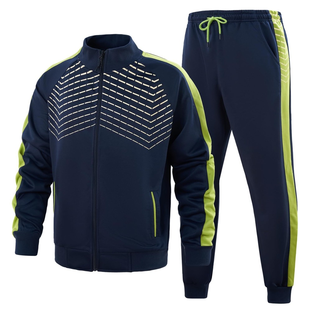 Men's Tracksuit 2 Pieces Sweat Suits Casual Full Zip Long Sleeve Outfit Sport...