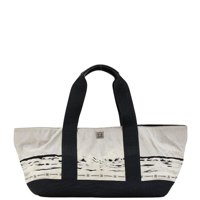 Chanel Coco Mark Tote in Nylon Gray Black High Summer Pre-Owned Bag