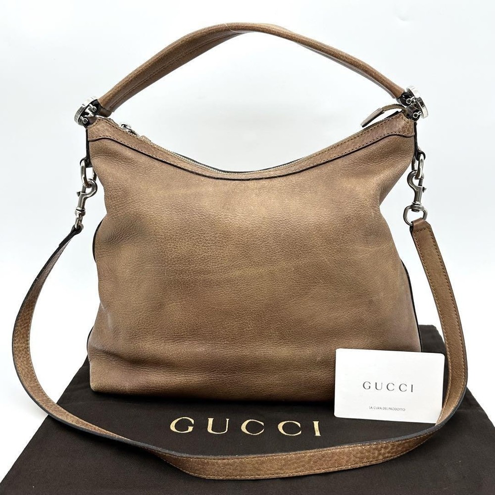 GUCCI Interlocking Leather 2WAY Handbag in Rich Brown