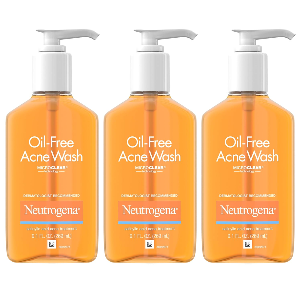 Oil-Free Acne Fighting Facial Cleanser with Salicylic Acid, 9.1 Fl. Oz, 3 Pack