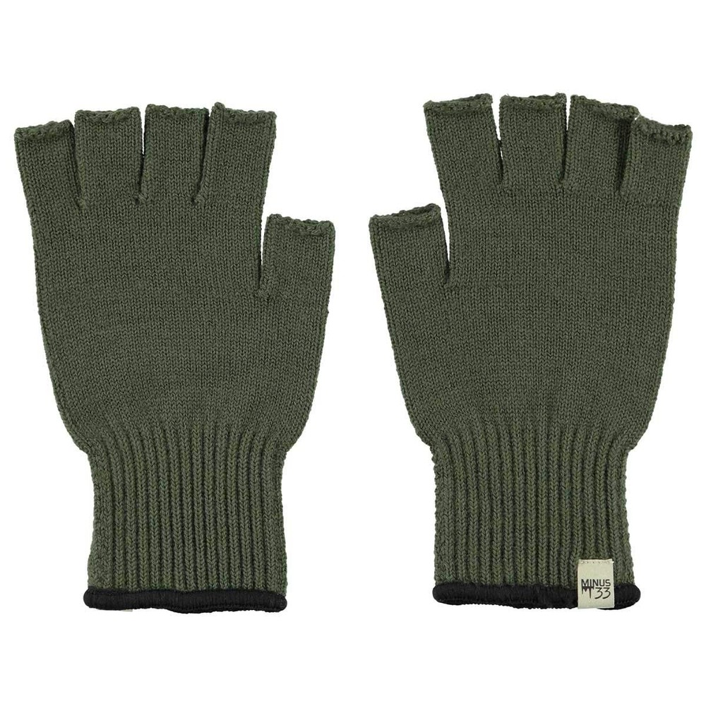 Merino Wool Fingerless Gloves - Warm Knitted Half Finger - Olive Drab