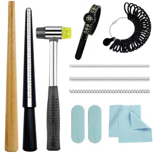 Wooden Ring Sizer Kit with 12-Piece Mandrel for Finger Measurement