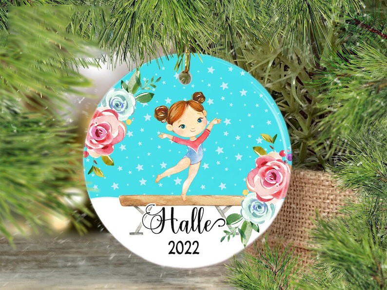 Gymnastics Ornament, Personalized Gymnast Ornament, Gymnastics Girl Tween Gif...
