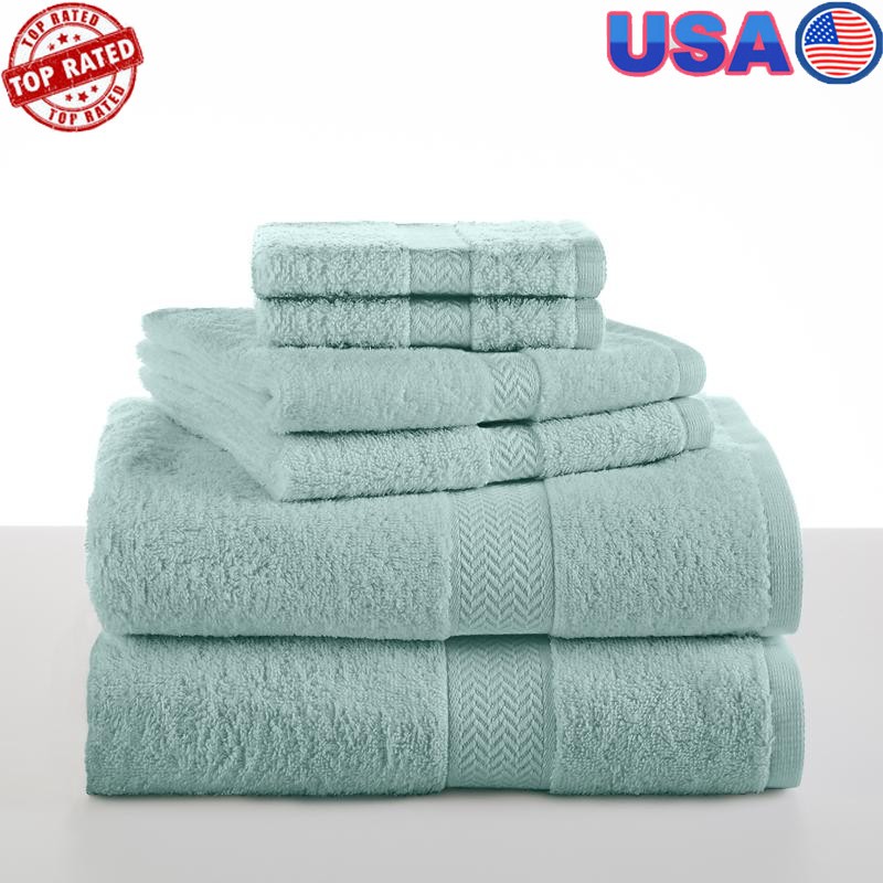 Luxury 6 Piece Cotton Towel Set Highly Absorbent Soft Quick Dry Multipurpose New