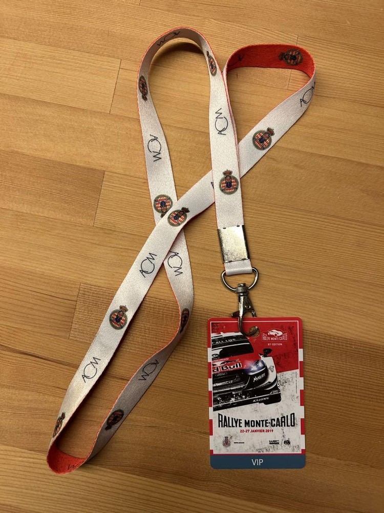 WRC Rally Monte Carlo 2019 VIP Pass w/ Strap Monte-Carlo