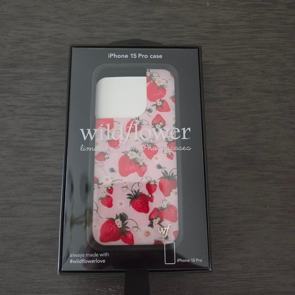Wildflower iPhone 15 Pro Case in Strawberry Fields Pink Floral Design