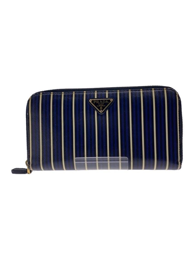 Prada Navy Striped Long Wallet for Women