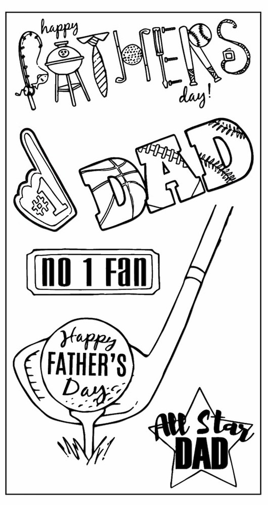 Sizzix All Star Dad Stamp Set by Jen Long 6pc Crafting Supplies #662004