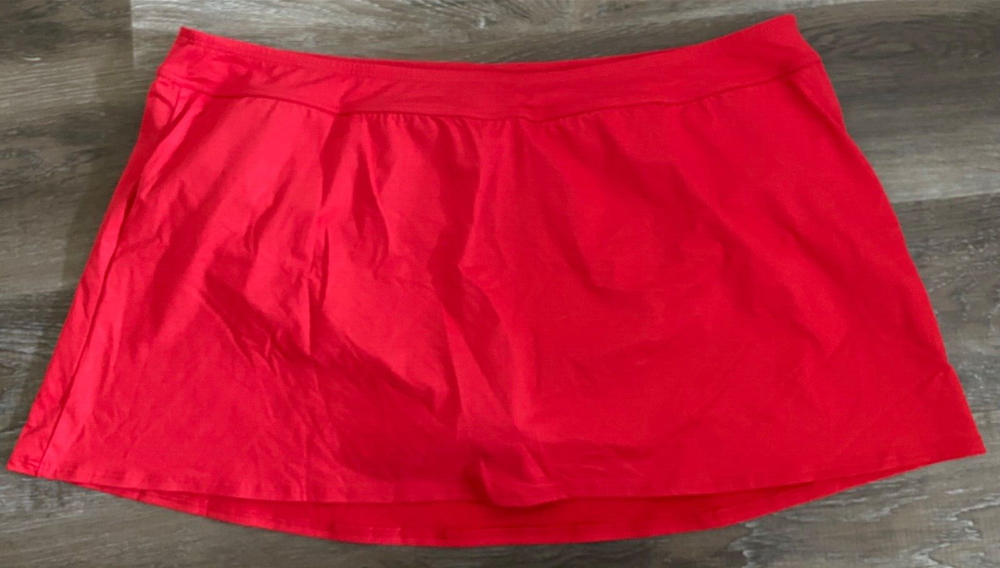 LANDS' END Women's Chlorine Resistant Swim Skirt Swimsuit Bottoms~Size 24W~Red