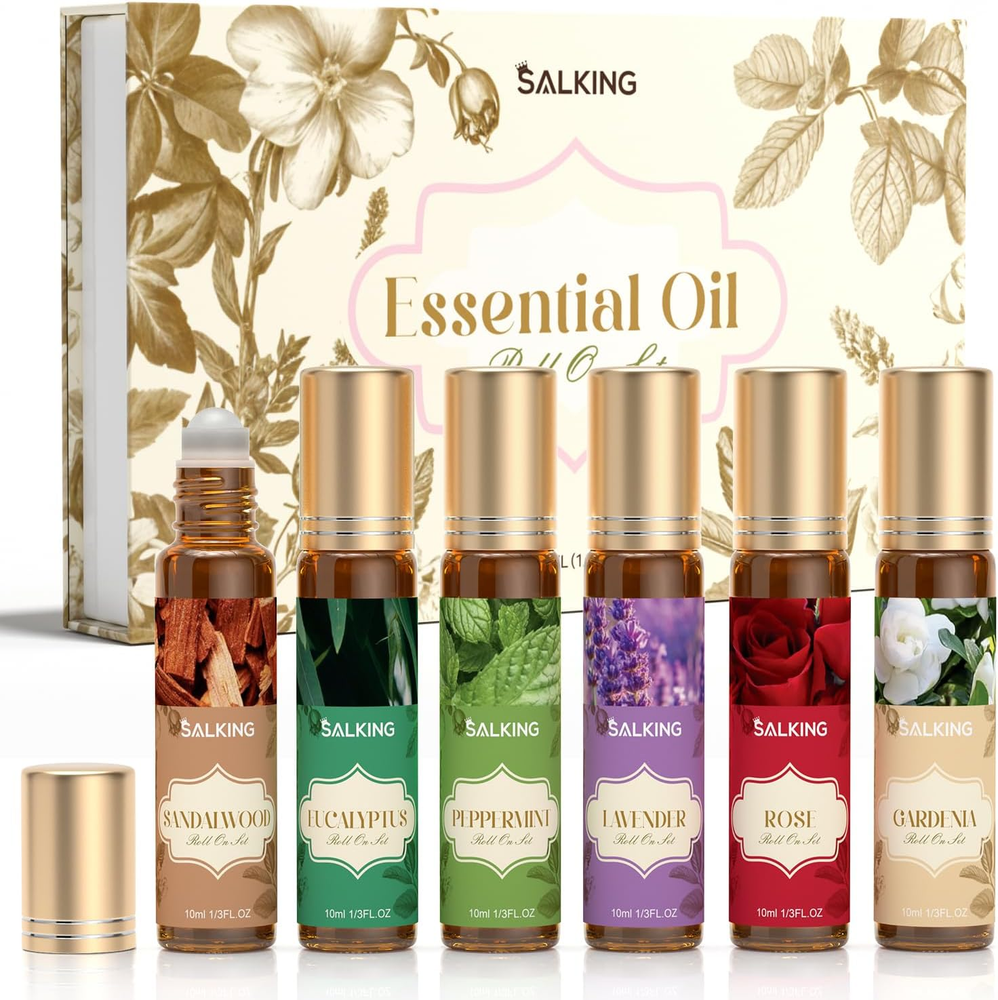 SALKING Essential Oils Roll on Set (6 Pack), Aromatherapy Oil with Roller Ball f
