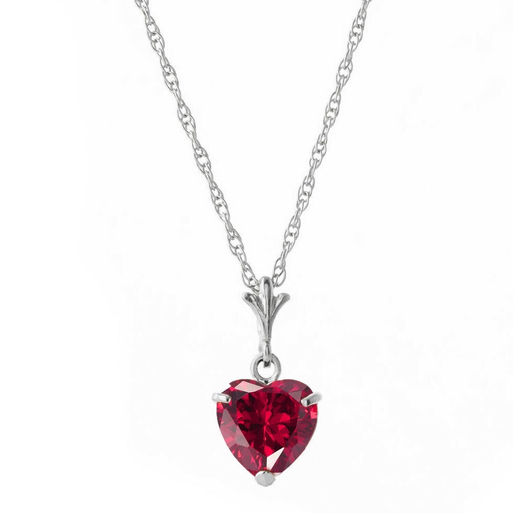 2.50Ct Heart lab-created Red Ruby Women's Wedding Pendant 14k White Gold Plated
