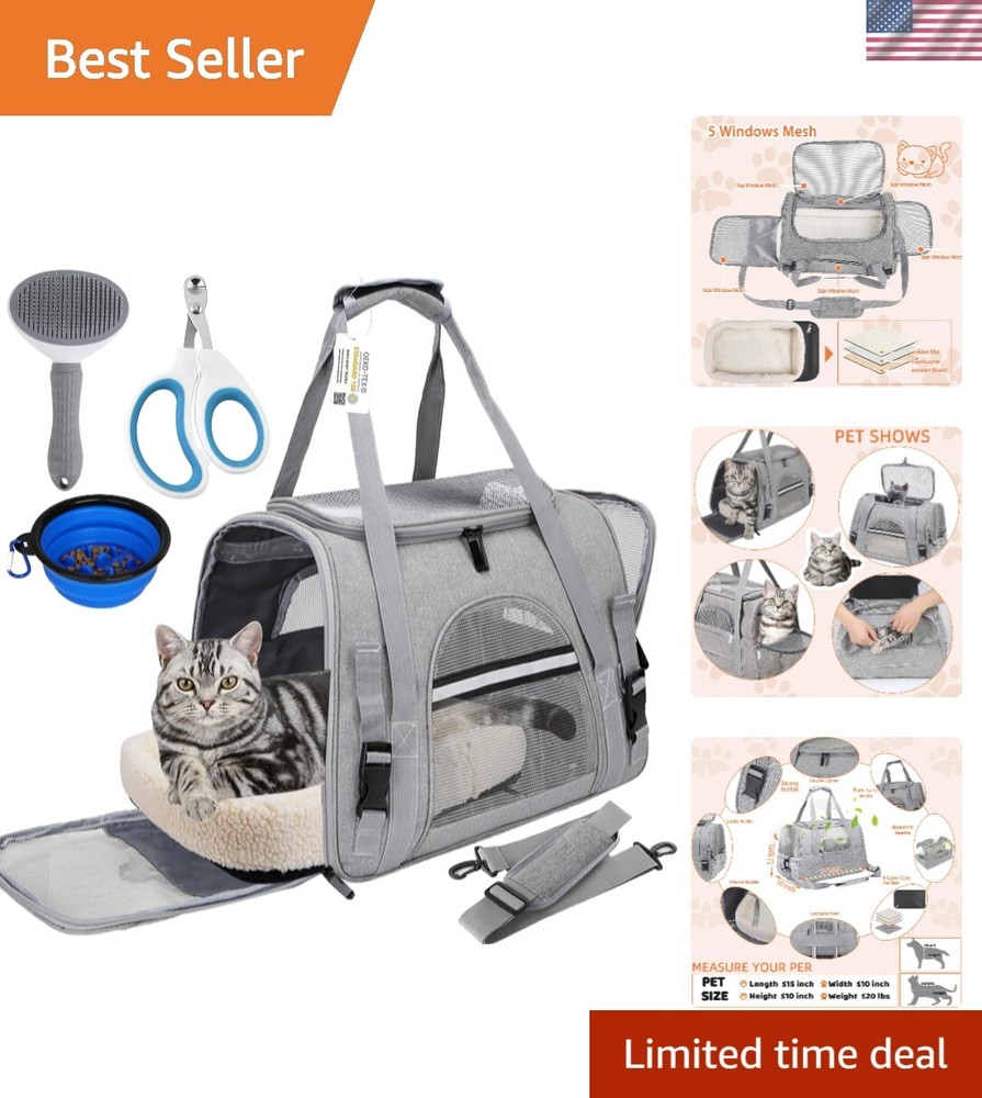 Airline Approved Soft Pet Carrier for Cats and Dogs Up to 20LB Travel Bag