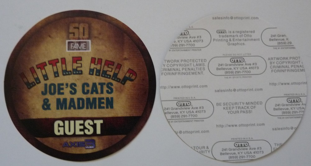 Joes Cats & Madmen Little Help Joe Cocker Concert Guest Access Backstage Pass D3