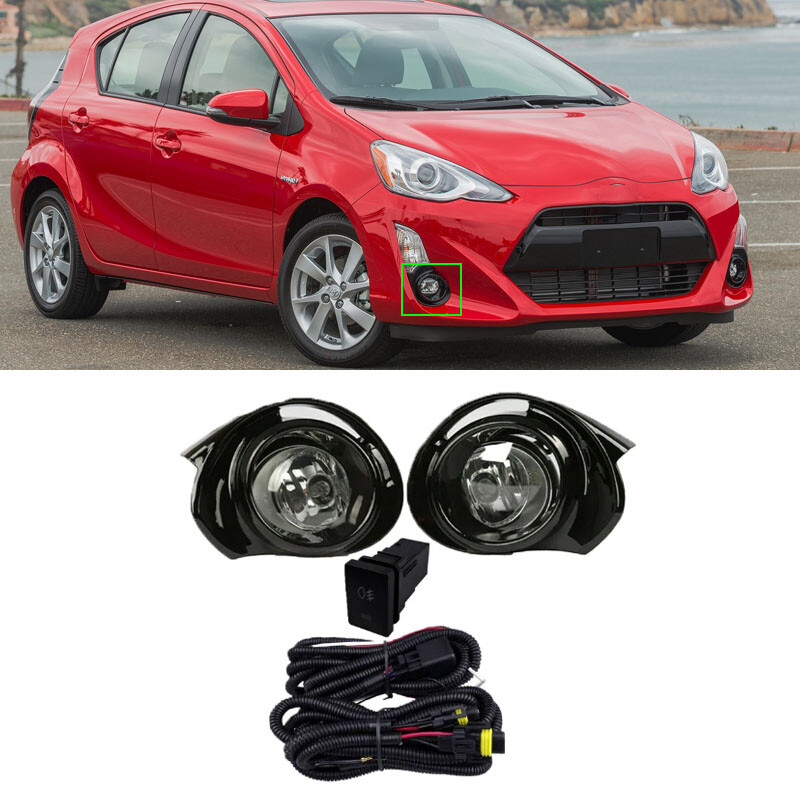 Front Bumper Fog Light Lamp Set Foglight Kit For TOYOTA PRIUS C AQUA 2015-2017