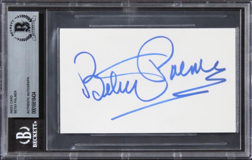 Betsy Palmer Friday The 13th Authentic Signed 3x5 Index Card BAS Slabbed 3