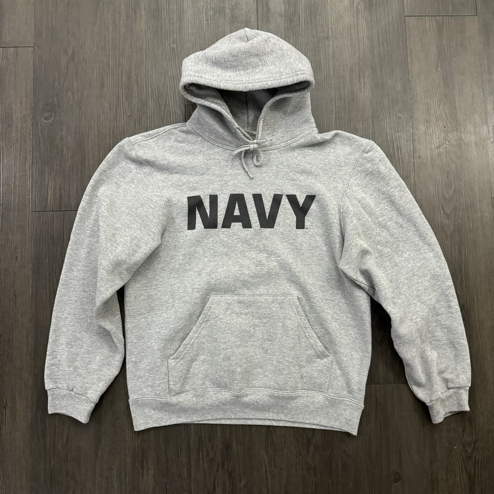 Vtg US NAVY Hoodie Sweatshirt Sweater Mens Medium Thick Pullover Soffe Y2k