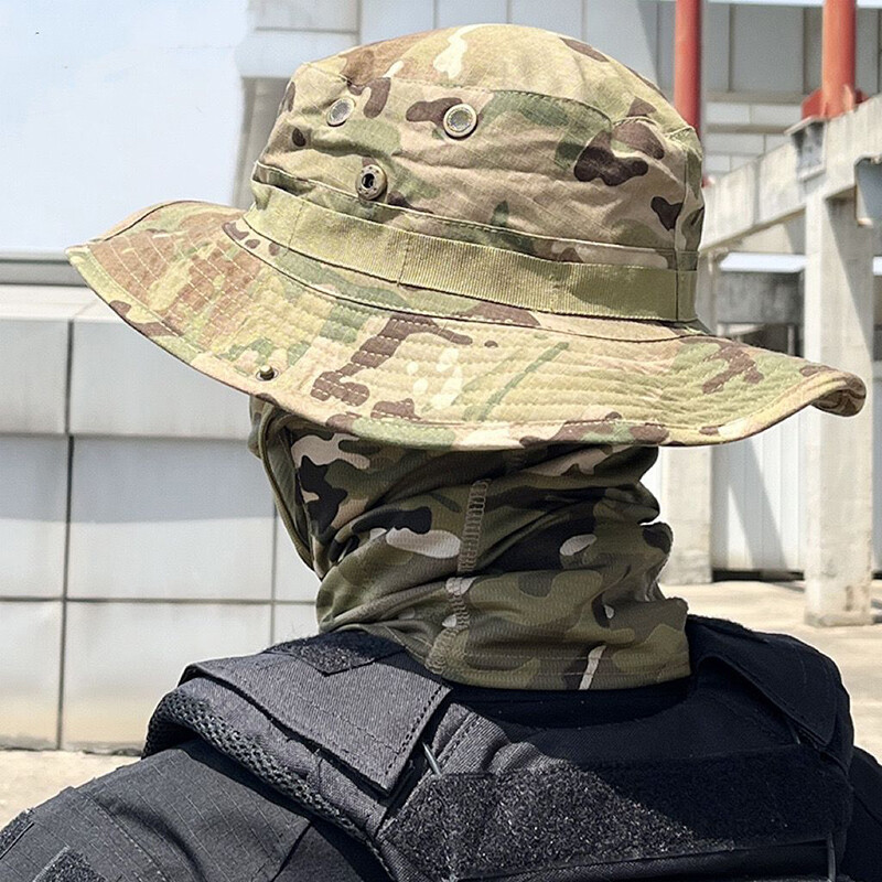 Tactical Boonie Hat Military Camo Bucket Wide Brim Sun Fishing Breathable Cap