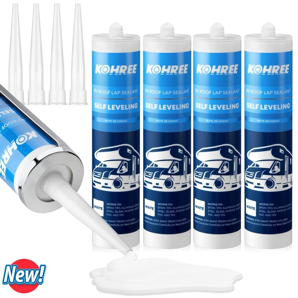 4Pk RV Roof Self-Leveling Lap Sealant for Sealing Vent Leak Repair Camper Roof