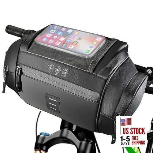 Bike Front Handlebar Bag - Large Reflective Bicycle Handlebar Basket Bags 4.8L