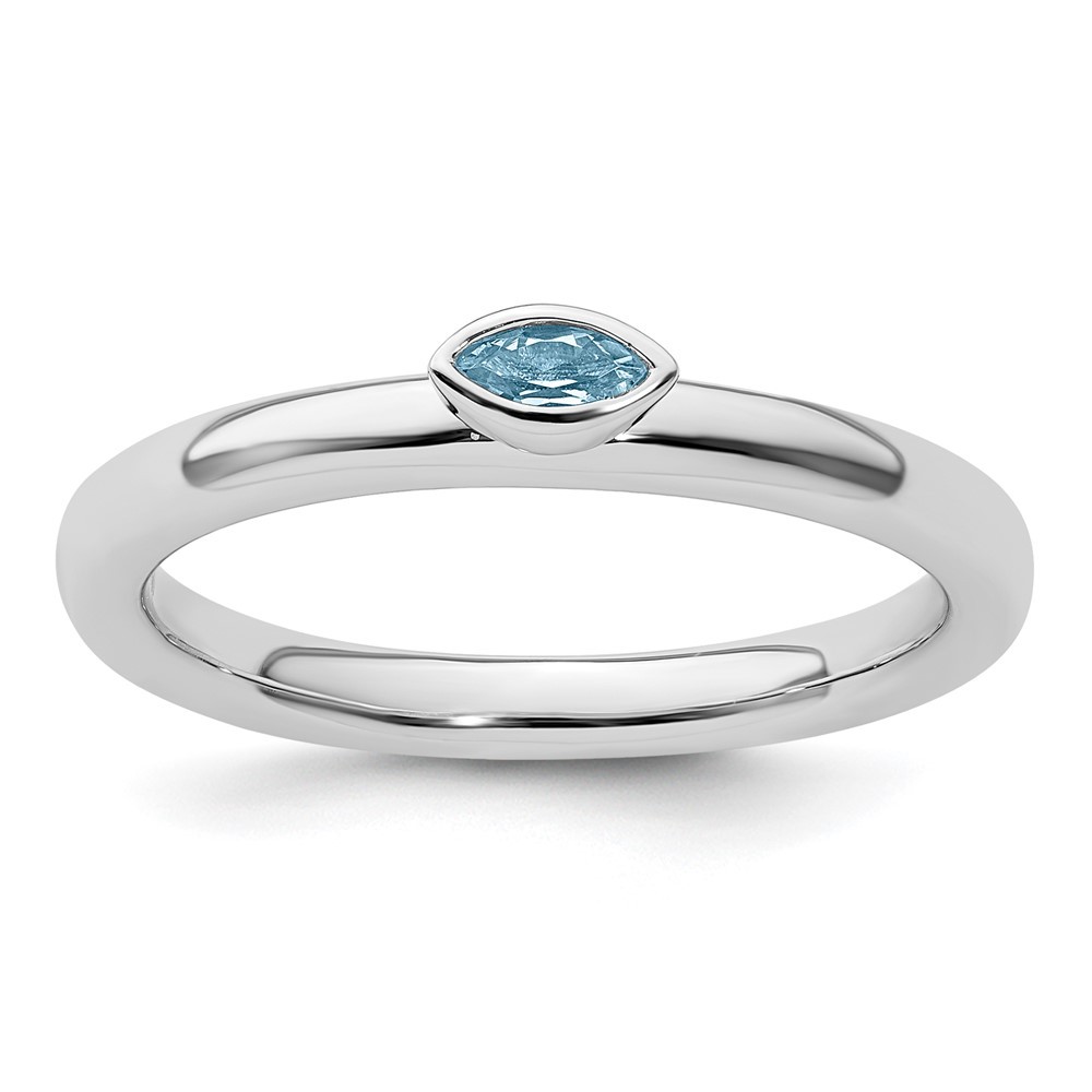 Sterling Silver Stackable Expressions Aquamarine Ring Size 7 for Women 2.48gm