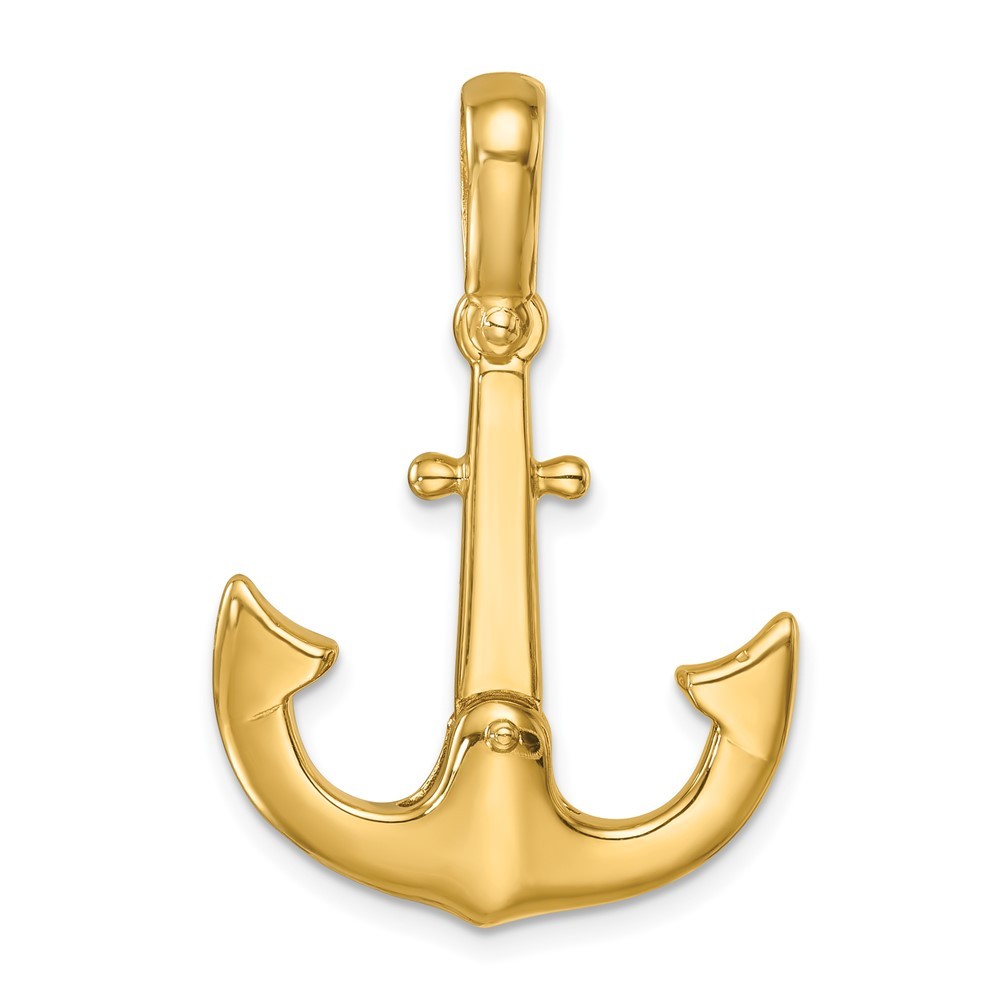 14K Yellow Gold Polished Large Moveable Anchor Pendant L-25 mm, W-23 mm 5.44gm