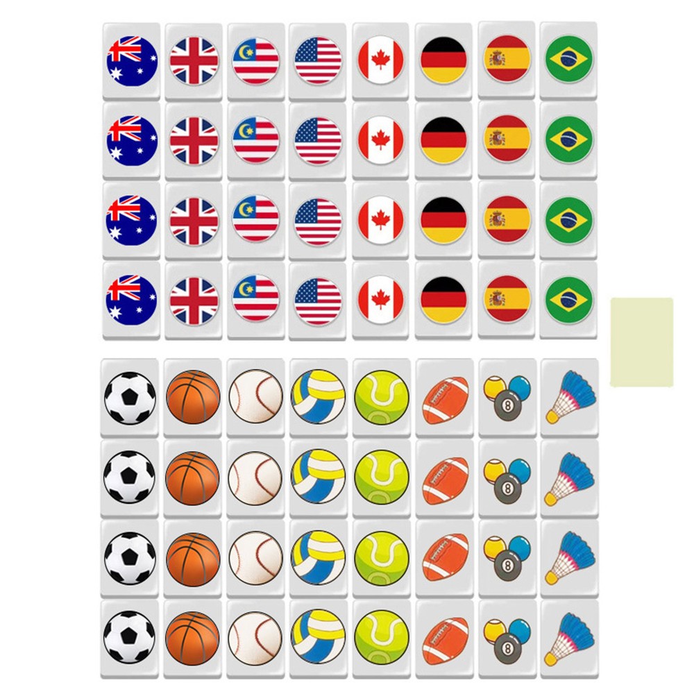 Countries Flags Seaside Escape Mahjong Game Set 65 Tiles 2.4cm *1.6cm*1.2cm