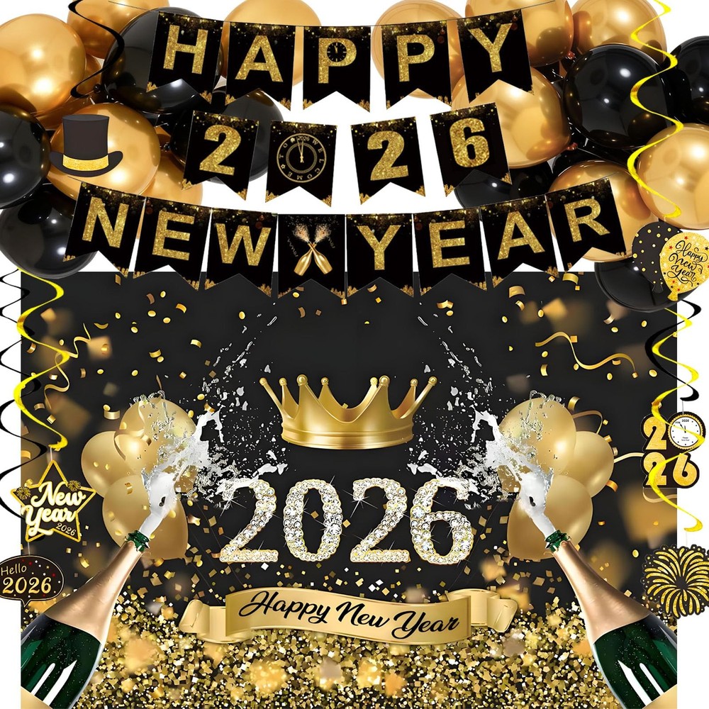 New Years Eve Party Supplies 2026, Happy New Year Banner with Happy New Year ...-image