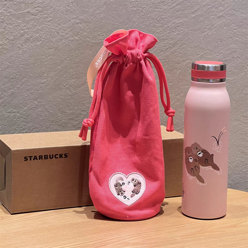 New 2025 Starbucks China 15oz SS Thermal Cup With Handbag Valentine's Day Gift