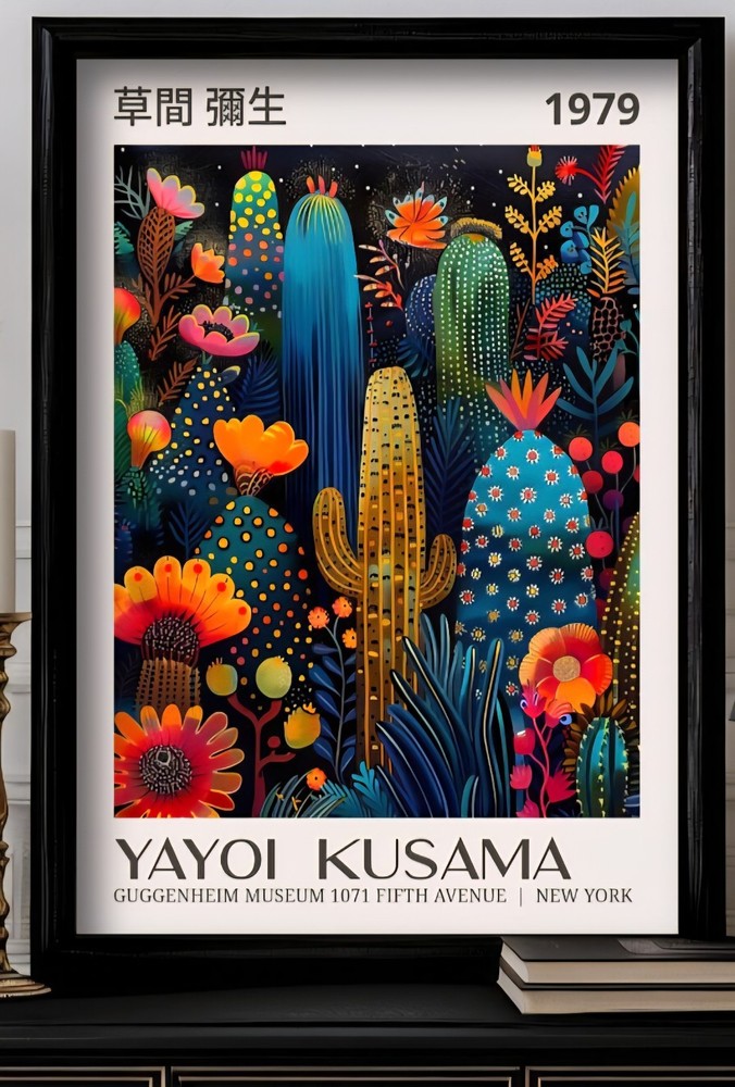 Yayoi Kusama Cactus Art Poster Print Colourful Modern Wall Decor Unframed