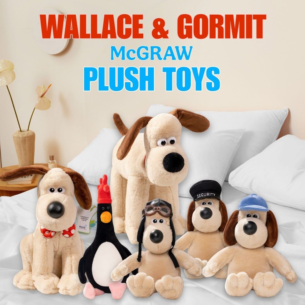 Wallace and Gromit Plush Toys Gromit Pilot Doll McGraw Plush 25cm Holiday Gift