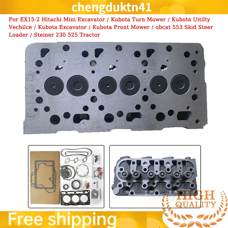 New For Kubota D1105 Complete Cylinder Head with Valves Spring +Full Gasket Kit