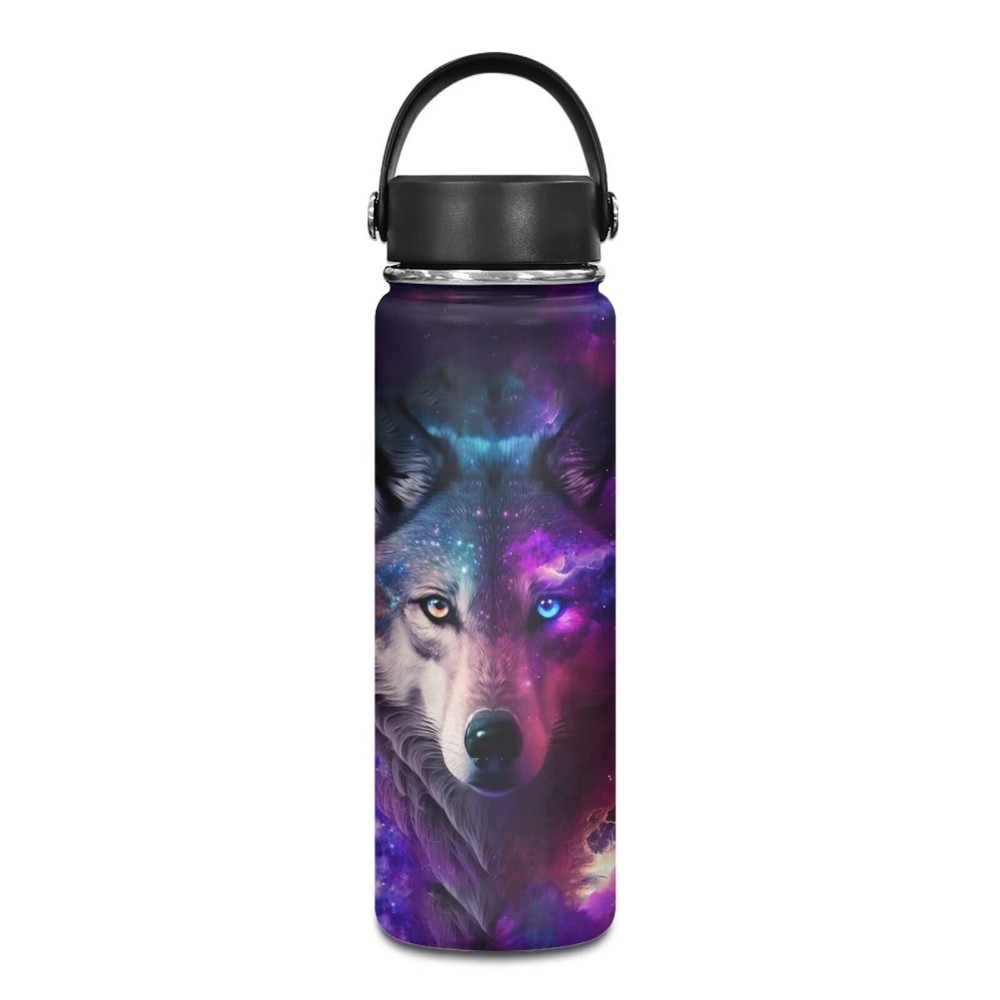 Galaxy Wolf Sports Water Bottle 20 oz Insulated Water Bottle Leak Proof Stain...