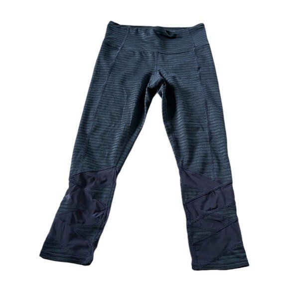 Athleta Womens Navy Blue Cropped Mesh Athletic Leggings Size XS