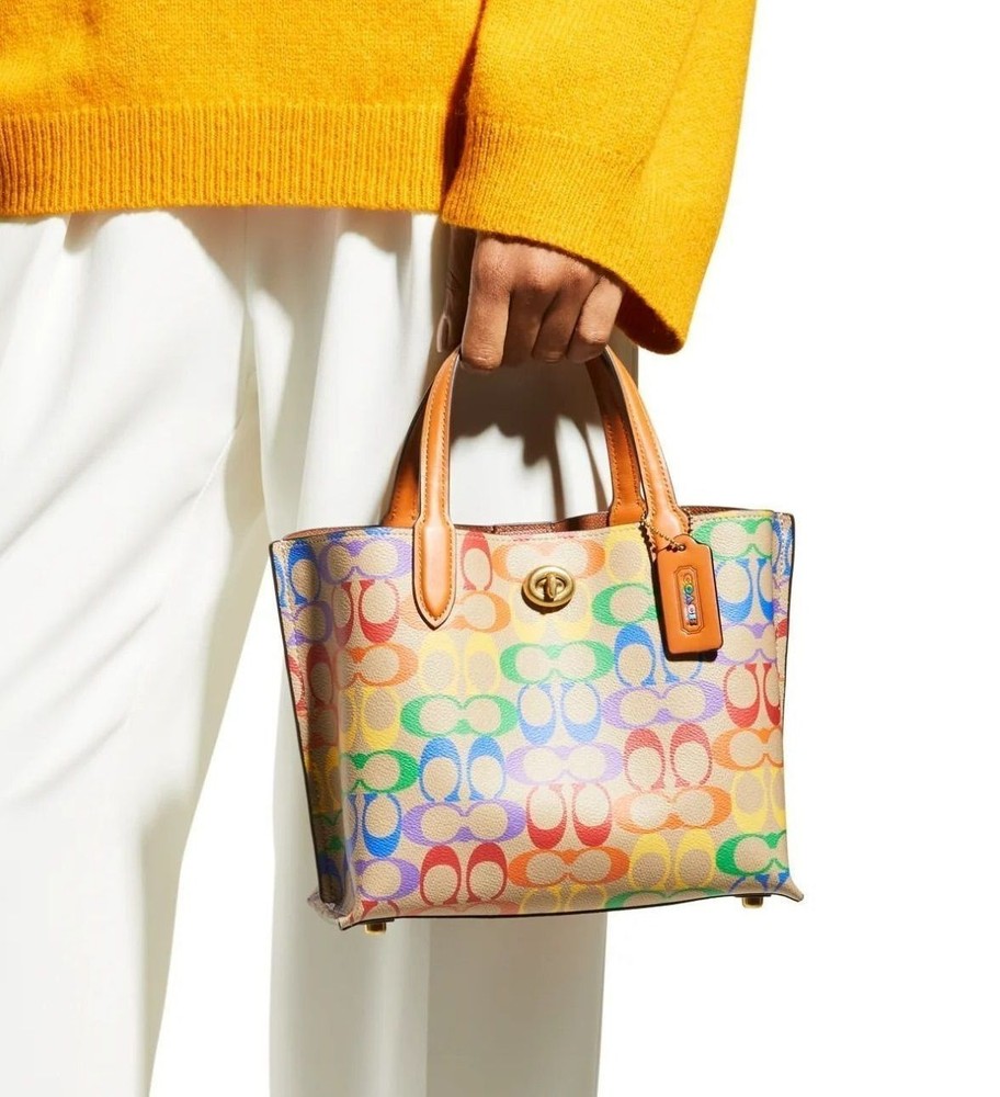 Coach Rainbow Signature Turnlock Shoulder Bag - 2-Way Carry CA102 Outlet Women's Handbag