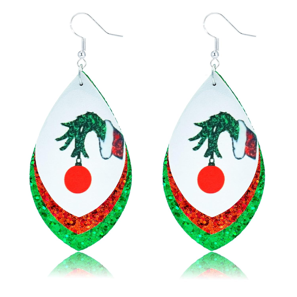 Handmade Christmas Earrings for Women Girls Teens, Shiny Christmas Accessories