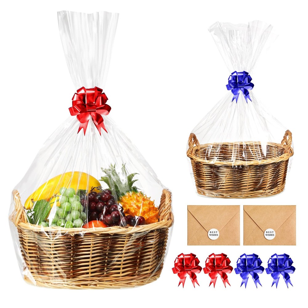 2 Sets Basket for Gifts Empty Bulk Large Woven Wicker Empty Gift Baskets with...