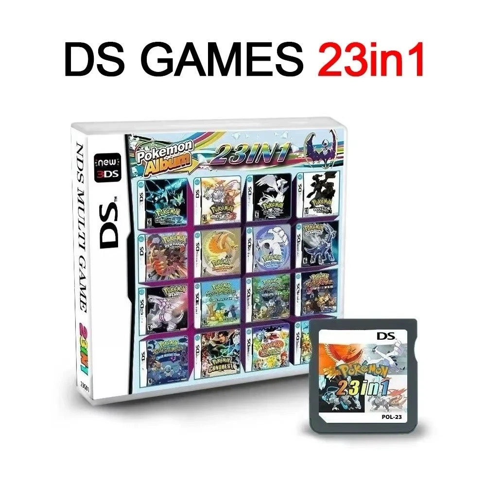23 in 1 Pokemon Nintendo DS Cartridge - Heartgold Black 2 Mystery Dungeon Ranger