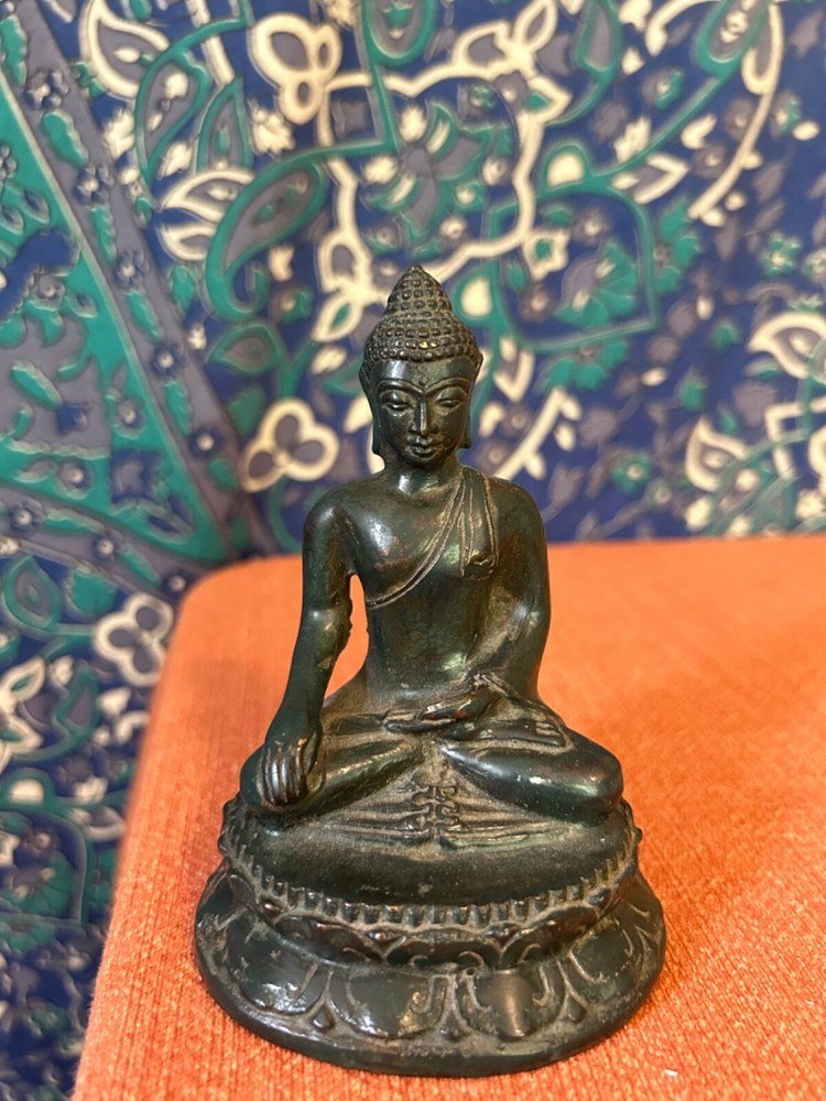 Bronze/Cast Iron 4” Tibetan Buddha Statue-Bottom Is Not Metal!