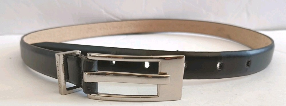 Classics Anne Klein Womens Leather Belt Italian Boxy Leather Medium Brown Skinny