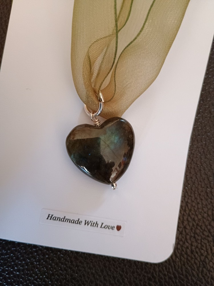 Heart Gemstone Dangle Drop Choker Necklace