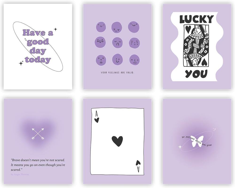 Purple Preppy Wall Decor Pastel Purple Aura Gradient Poster Trendy Funky Prints