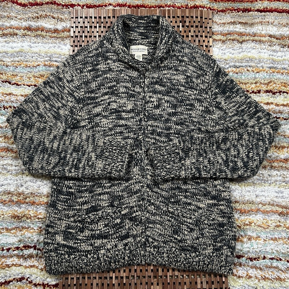 VTG Denim Supply Ralph Lauren American Eagle Wool Knit Sweater Cardigan XL