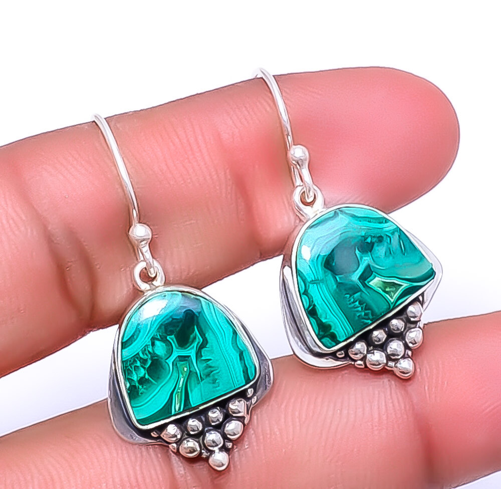 Malachite - Congo Designer 925 Sterling Silver Earring 1.56