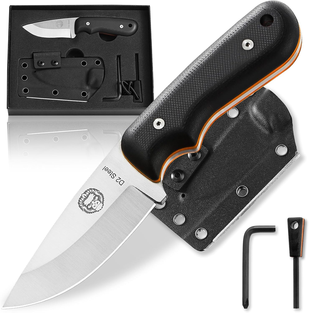 Redline Fixed Blade Hunting Knife with Ferro Rod Sheath for Outdoor Adventures