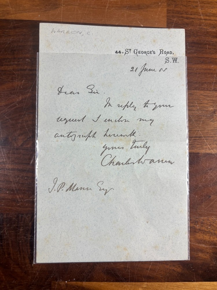 1888 Hand-Written Letter, Sir Charles Warren Met Commissioner - Jack The Ripper